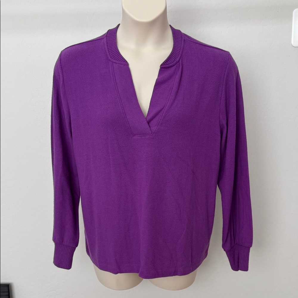 NWT LOFT Vivid Purple Women's Blouse Soft Sweater Large